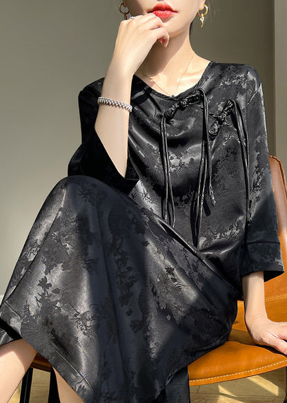 Chinese Style Pink Tasseled Jacquard Silk Dresses Bracelet Sleeve