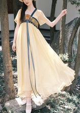 Load image into Gallery viewer, Chinese Style Purple Embroidered Wrinkled Chiffon Long Dress Summer