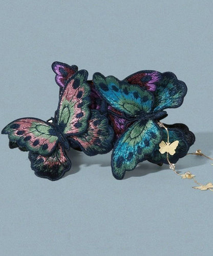 Chinese Style Rainbow Alloy Cloth Butterfly Tassel Hairpin