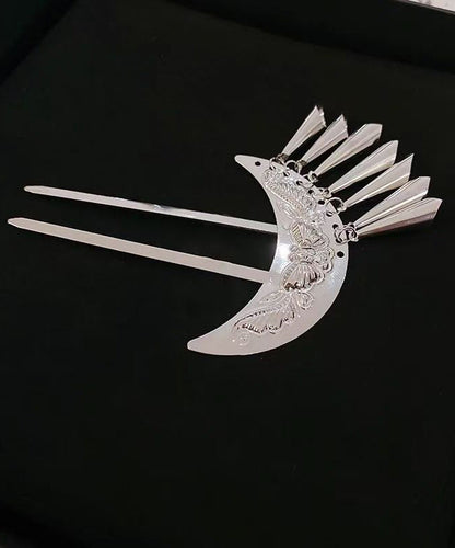 Chinese Style Silk Alloy Moon U-Shaped Tassel Hairpin