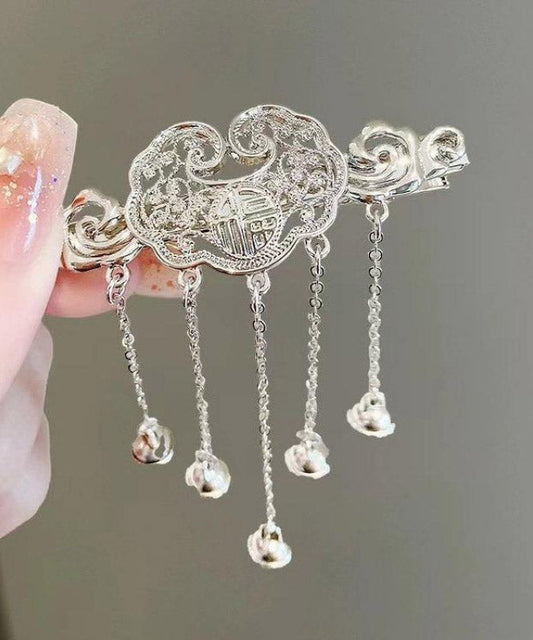 Chinese Style Silk Alloy Safety Lock Bell Tassel Hairpin