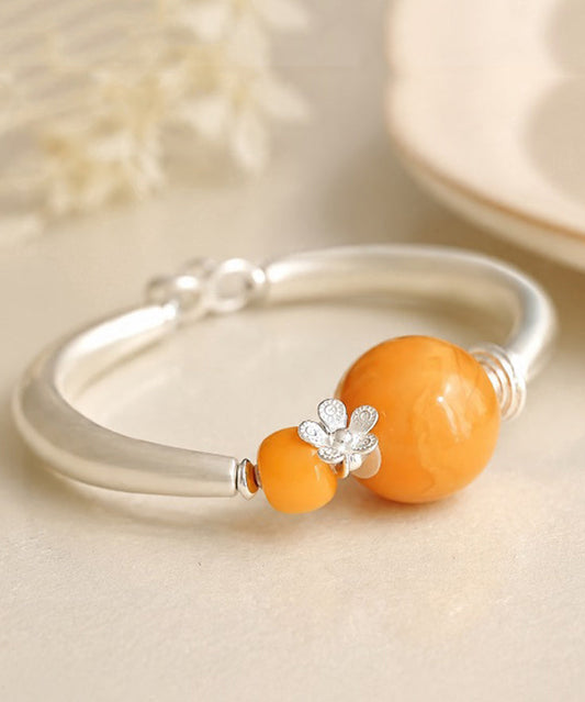 Chinese Style Silk Copper Beeswax Floral Bangle