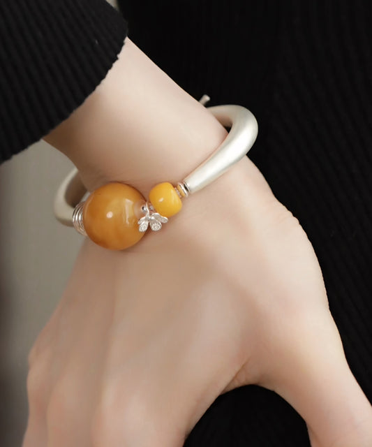 Chinese Style Silk Copper Beeswax Floral Bangle