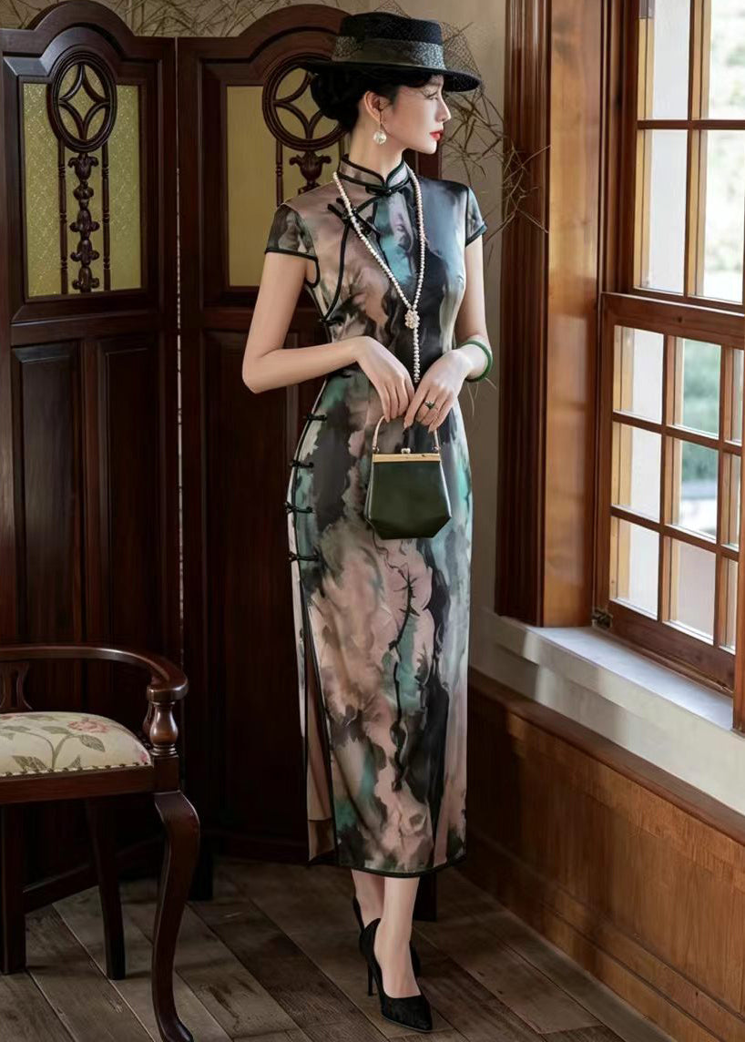 Chinese Style Stand Collar Chinese Buttons Cheongsam Dress Summer