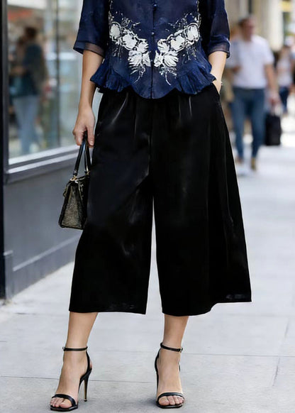 Chinese Style Stand Collar Ruffled Silk Two Pieces Set Summer