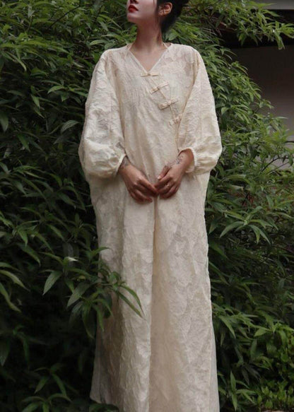 Chinese Style White V Neck Button Long Cardigans And Maxi Spaghetti Stra Sundress Two Pieces Set Fall