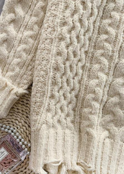 Christmas high neck Sweater thick weather Quotes cable tunic sweater dresses - SooLinen