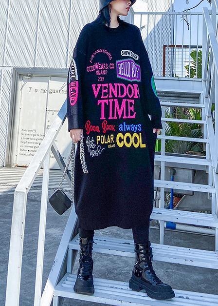 Christmas o neck Sweater dresses Vintage black Letter daily sweater dresses - SooLinen