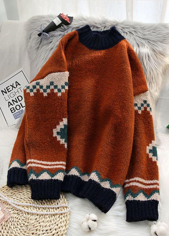 Chunky beige knitted top patchwork plus size clothing spring knit tops - SooLinen