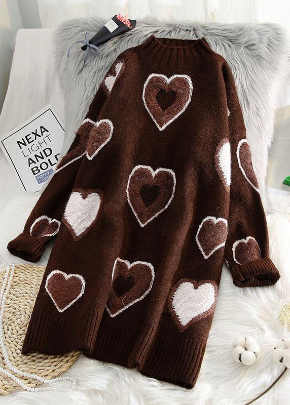 Chunky red Sweater dress outfit Largo o neck oversized thick knitwear - SooLinen