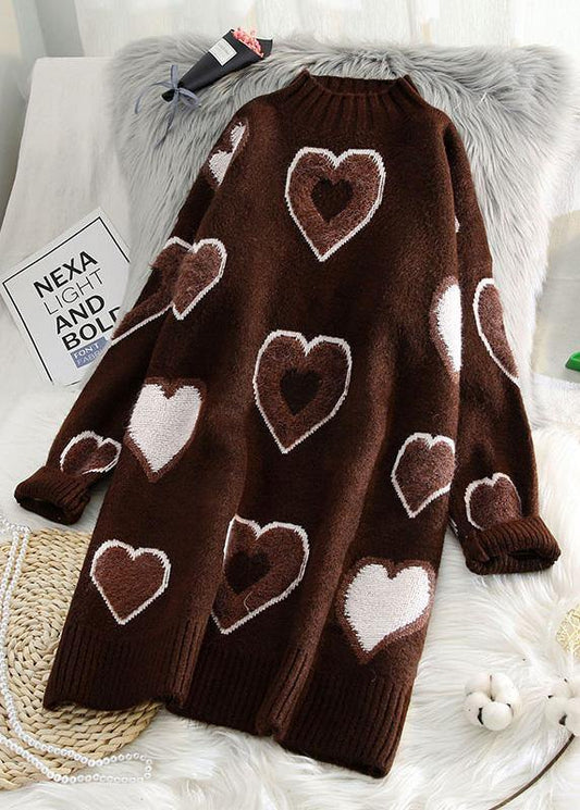 Chunky red Sweater dress outfit Largo o neck oversized thick knitwear - SooLinen