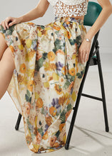 Load image into Gallery viewer, Classy Apricot Elastic Waist Print Linen Skirts Summer