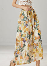 Load image into Gallery viewer, Classy Apricot Elastic Waist Print Linen Skirts Summer