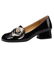 Load image into Gallery viewer, Classy Beige Floral Faux Leather Chunky Heel