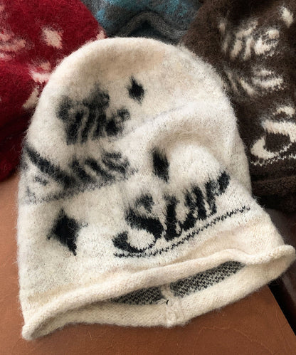 Classy Beige Print Warm Knit Bonnie Hat
