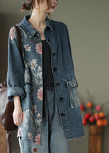 Load image into Gallery viewer, Classy Big Flower Print Patchwork Blouse Tops Denim Jacket