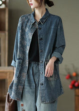 Load image into Gallery viewer, Classy Big Flower Print Patchwork Blouse Tops Denim Jacket