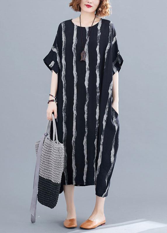 Classy Black Loose Pockets Summer Party Dress Half Sleeve - SooLinen