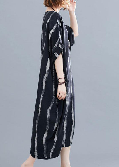 Classy Black Loose Pockets Summer Party Dress Half Sleeve - SooLinen