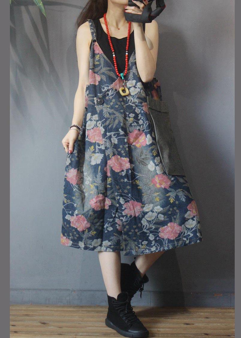 Classy Black Patchwork Print asymmetrical design Dresses Summer - SooLinen