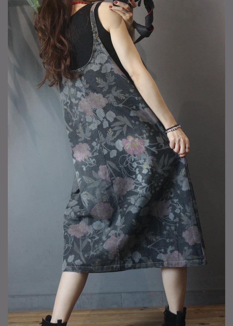 Classy Black Patchwork Print asymmetrical design Dresses Summer - SooLinen