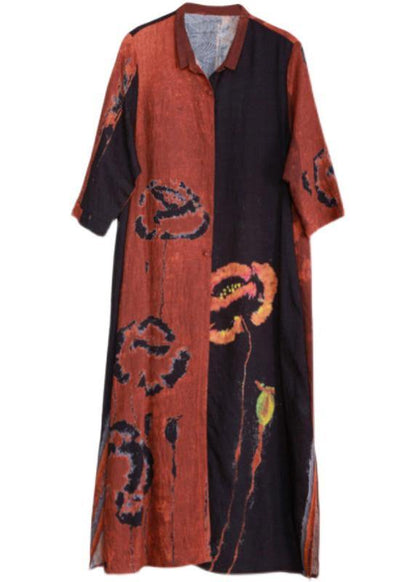 Luxy Black Print Fashion Ideas Half Sleeve Summer Coat Dresses - SooLinen