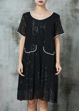 Load image into Gallery viewer, Classy Black Sequins Nail Bead Dance Dress Summer
