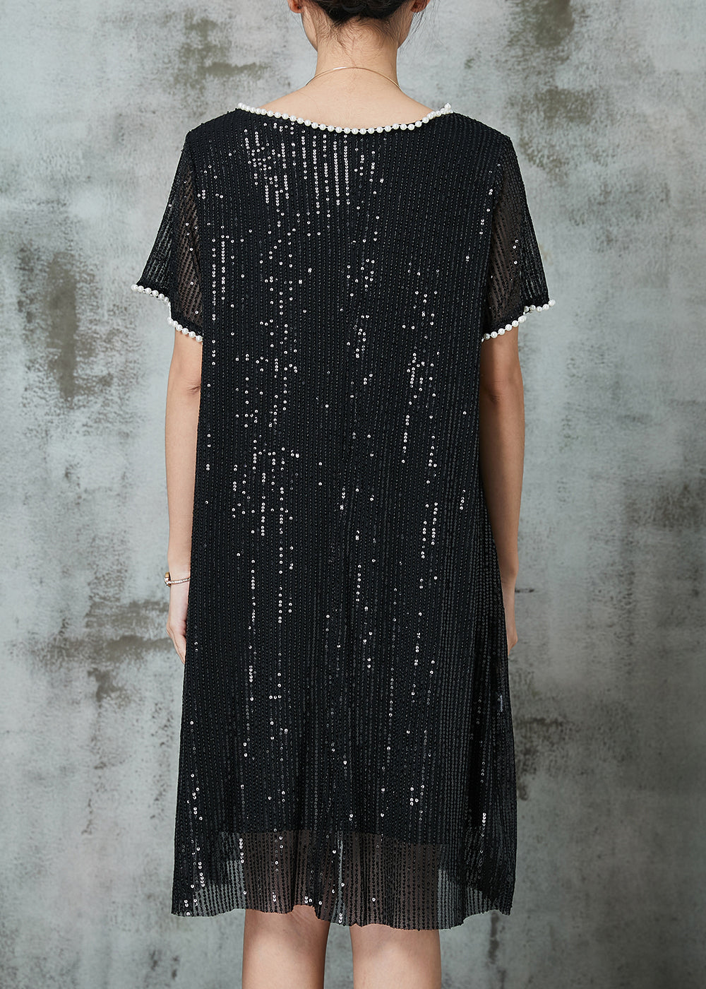 Classy Black Sequins Nail Bead Dance Dress Summer