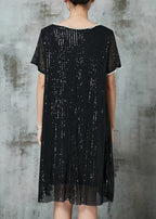 Classy Black Sequins Nail Bead Dance Dress Summer