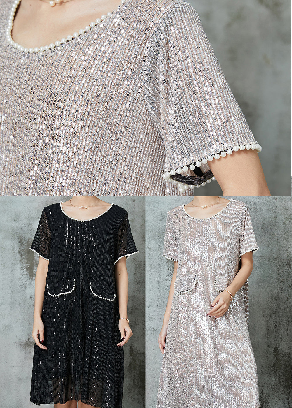 Classy Black Sequins Nail Bead Dance Dress Summer