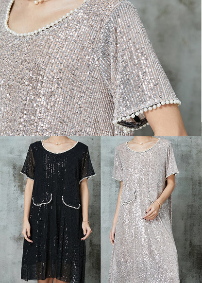 Classy Black Sequins Nail Bead Dance Dress Summer