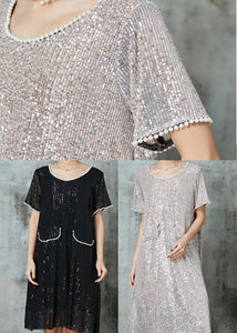Classy Black Sequins Nail Bead Dance Dress Summer