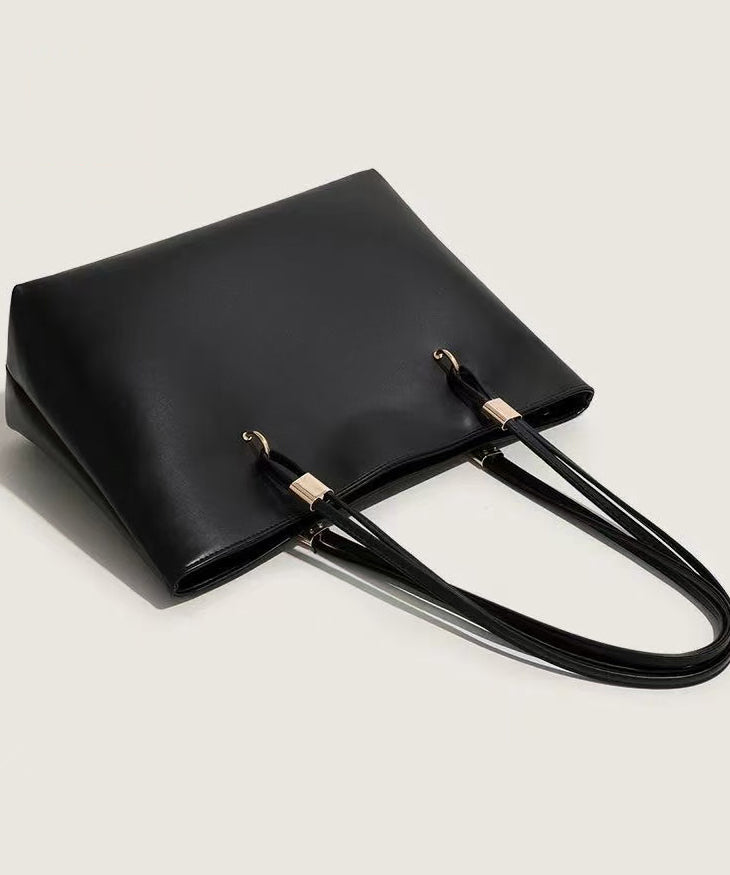 Classy Black Solid Durable Large Capacity Faux Leather Shoulder Bags