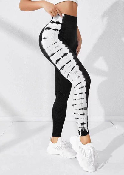 Classy Black Tie Dye Seamless Capri Running Leggings