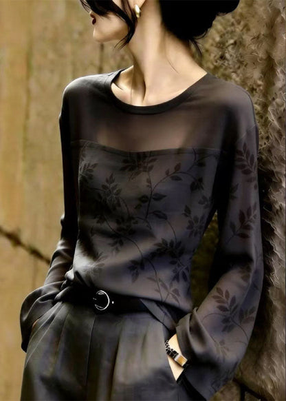 Classy Black Tulle Patchwork Top Fall
