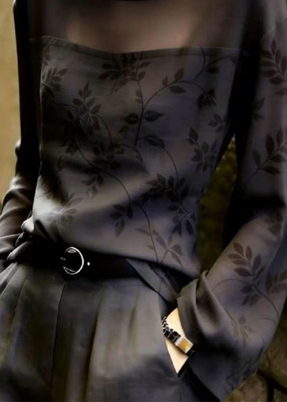 Classy Black Tulle Patchwork Top Fall