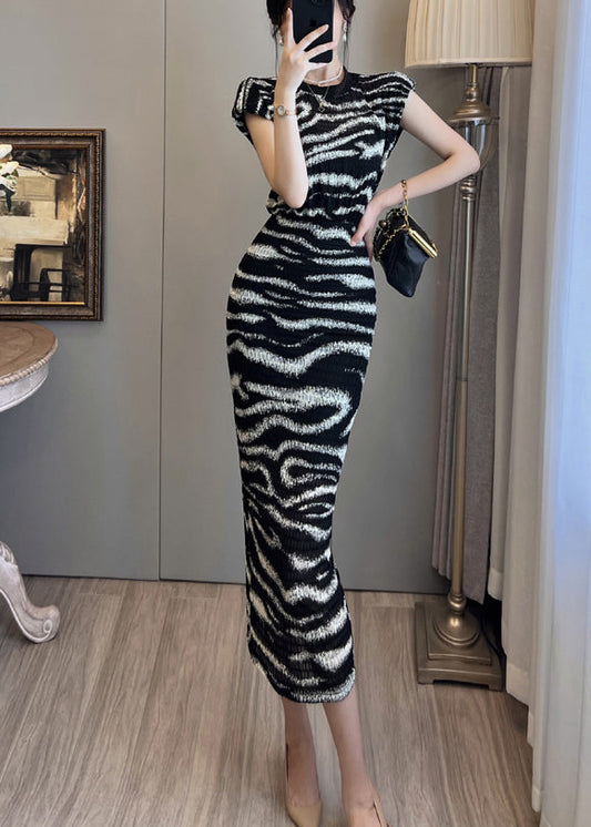 Classy Black Zebra Pattern Print Silm Fit Dress Summer