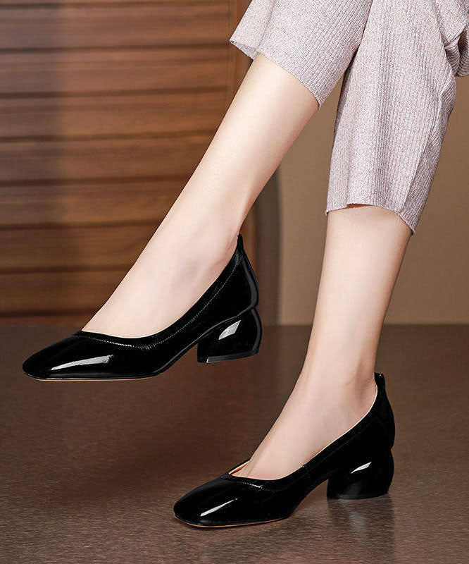 Classy Blackish Green Cowhide Leather Chunky Shoes