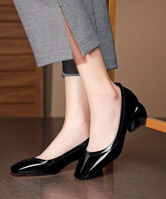 Classy Blackish Green Cowhide Leather Chunky Shoes