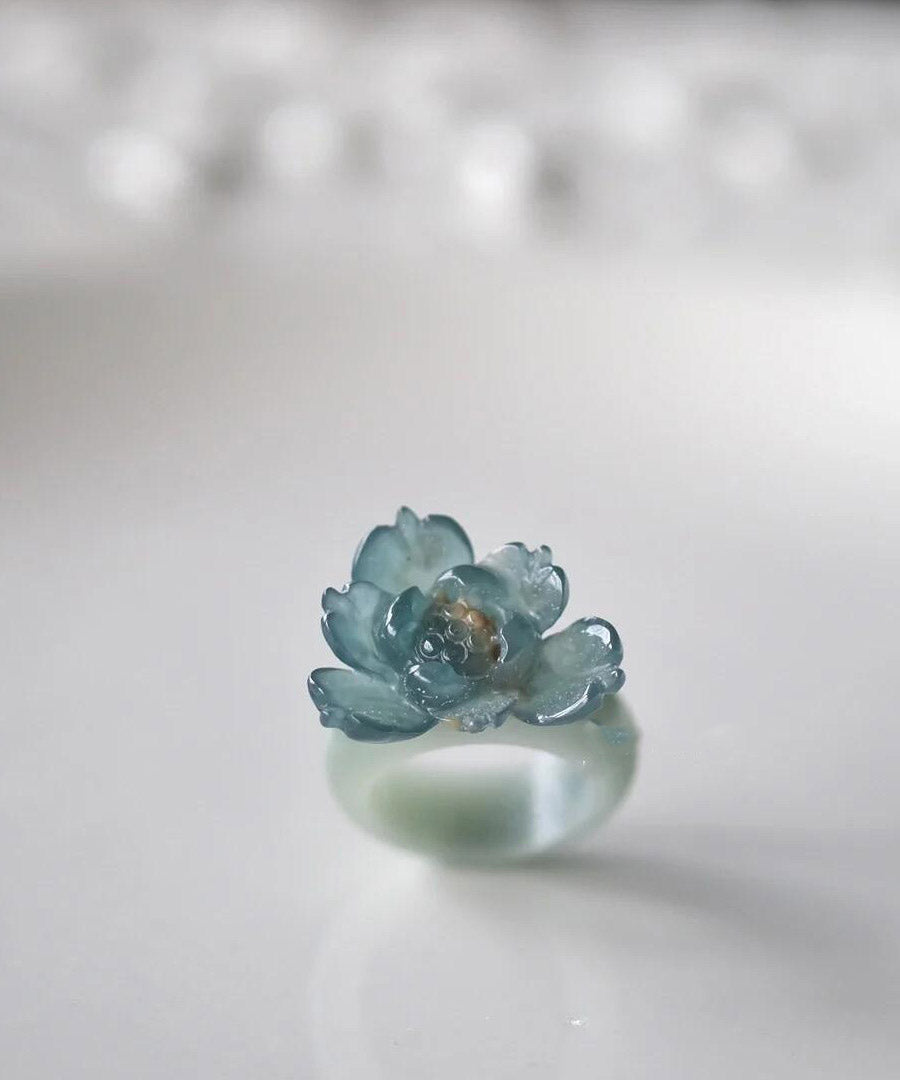 Classy Blue Alloy Ice Seed Lotus Rings