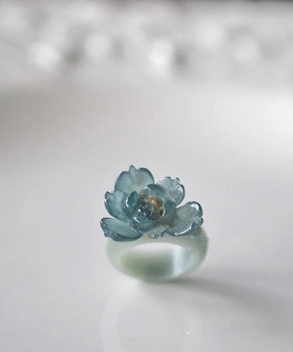 Classy Blue Alloy Ice Seed Lotus Rings