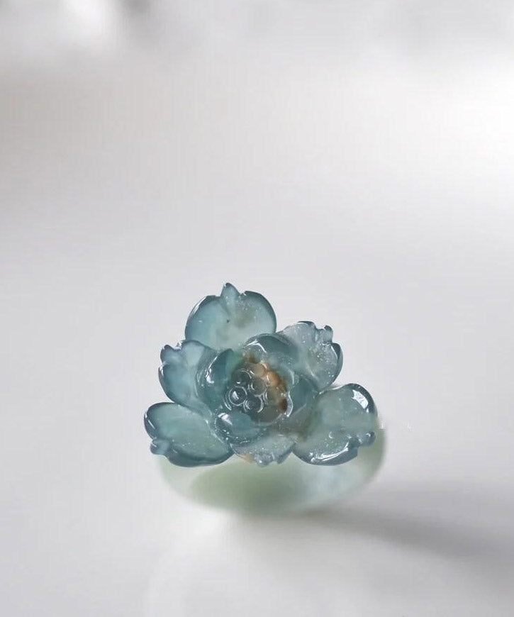 Classy Blue Alloy Ice Seed Lotus Rings