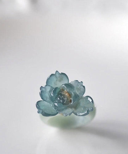 Classy Blue Alloy Ice Seed Lotus Rings