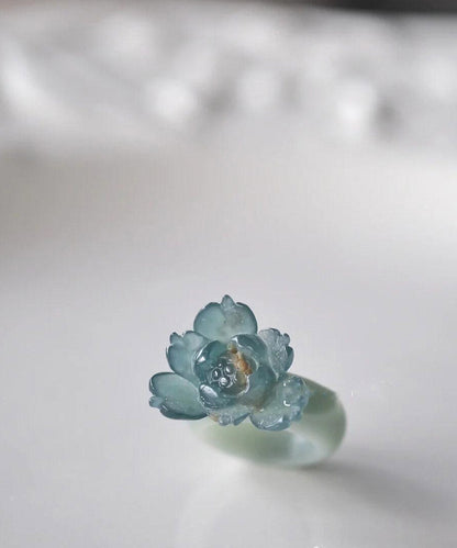 Classy Blue Alloy Ice Seed Lotus Rings