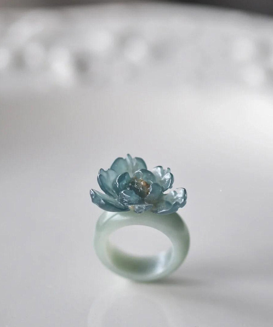 Classy Blue Alloy Ice Seed Lotus Rings
