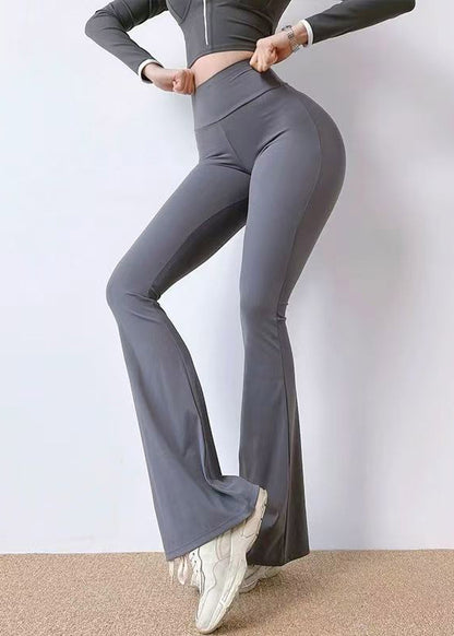 Classy Blue Butt Scrunch Solid Yoga Pants Flare Leggings
