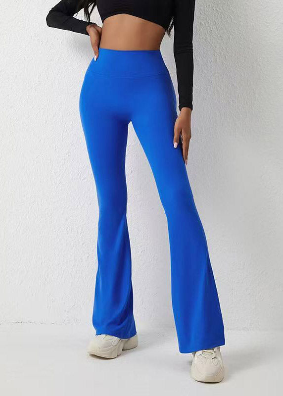Classy Blue Butt Scrunch Solid Yoga Pants Flare Leggings