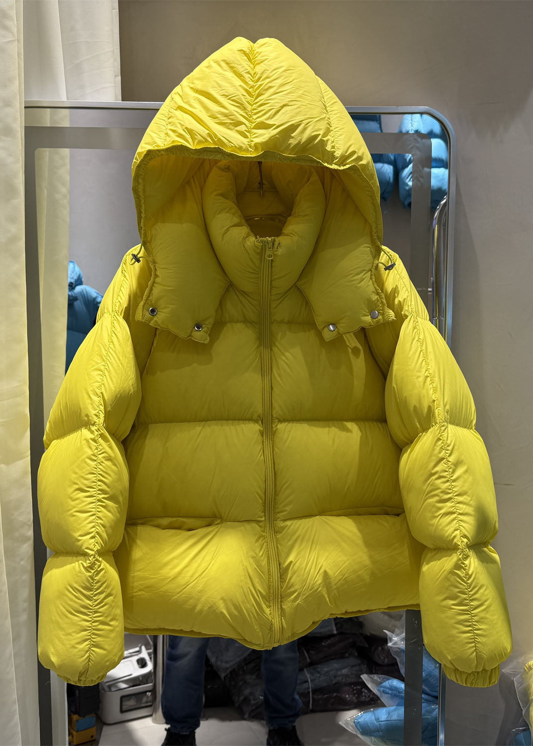 Classy Blue Hooded Oversized Duck Down Down Coat Winter