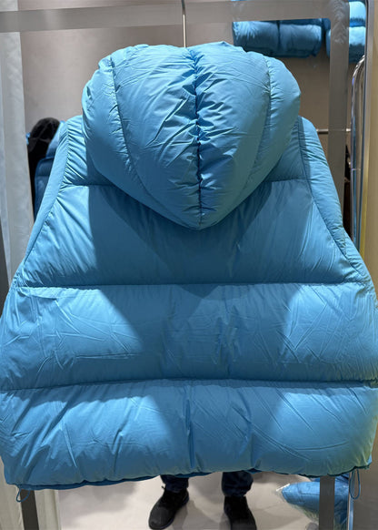 Classy Blue Hooded Oversized Duck Down Down Coat Winter
