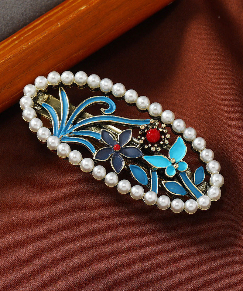 Classy Blue Pearl Tassel Alloy Pearl Oil Drop Tassel Hairpin
